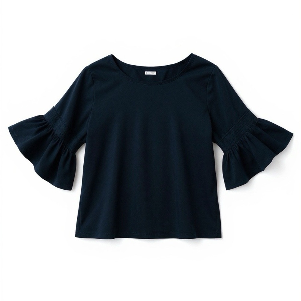 14th & Union Black Bell Sleeve Short Sleeve Knit Top